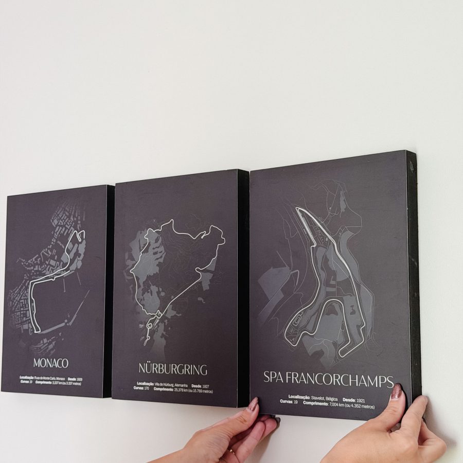 Kit 3 Quadros Pistas do Automobilismo
